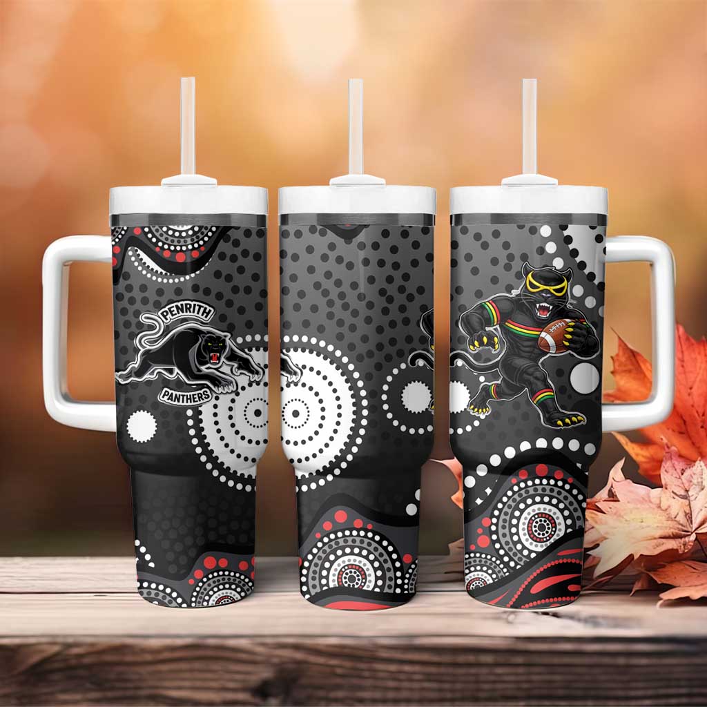 Penrith Panthers Tumbler With Handle Aboriginal Dot Pattern - Rugby Mascot Heritage Pride