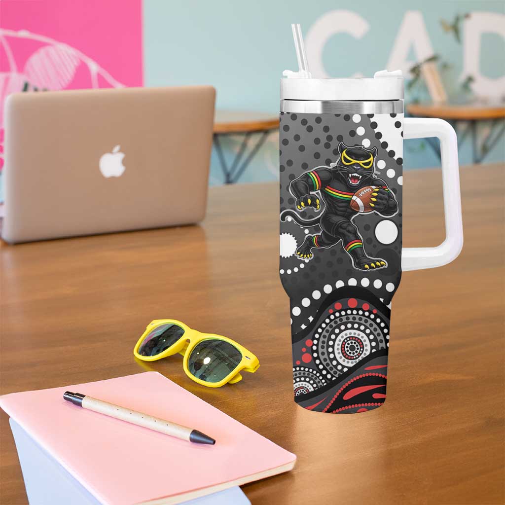 Penrith Panthers Tumbler With Handle Aboriginal Dot Pattern - Rugby Mascot Heritage Pride
