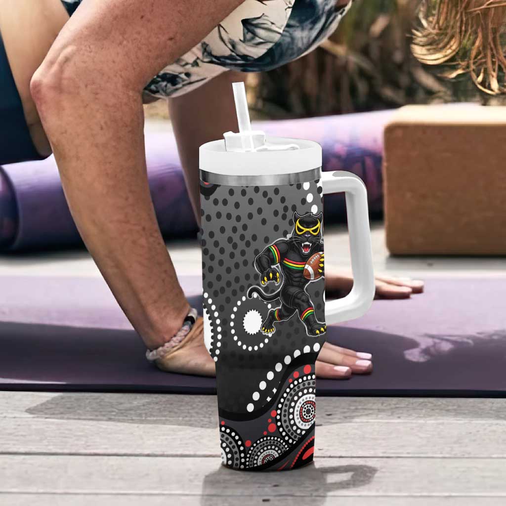 Penrith Panthers Tumbler With Handle Aboriginal Dot Pattern - Rugby Mascot Heritage Pride
