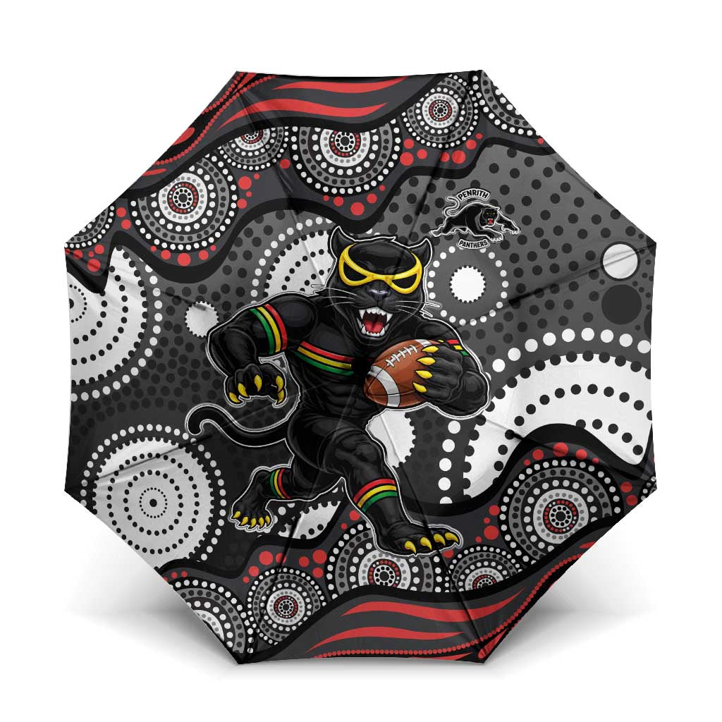 Penrith Panthers Umbrella Aboriginal Dot Pattern - Rugby Mascot Heritage Pride