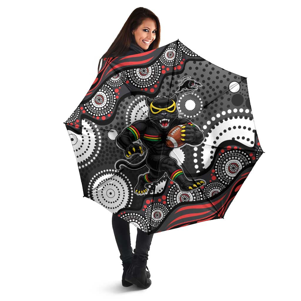Penrith Panthers Umbrella Aboriginal Dot Pattern - Rugby Mascot Heritage Pride