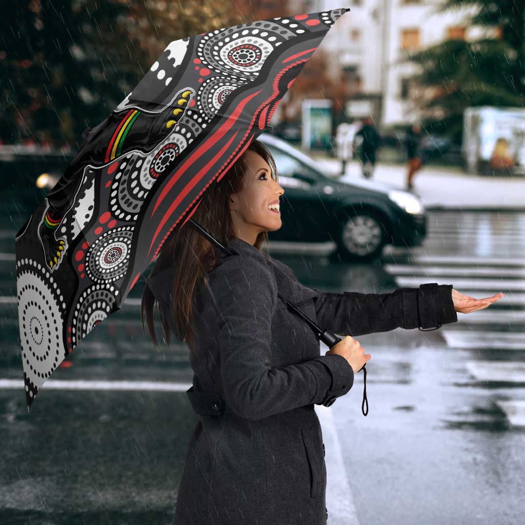 Penrith Panthers Umbrella Aboriginal Dot Pattern - Rugby Mascot Heritage Pride