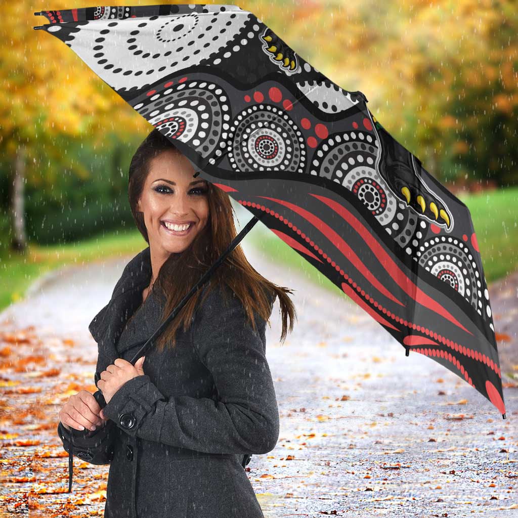 Penrith Panthers Umbrella Aboriginal Dot Pattern - Rugby Mascot Heritage Pride