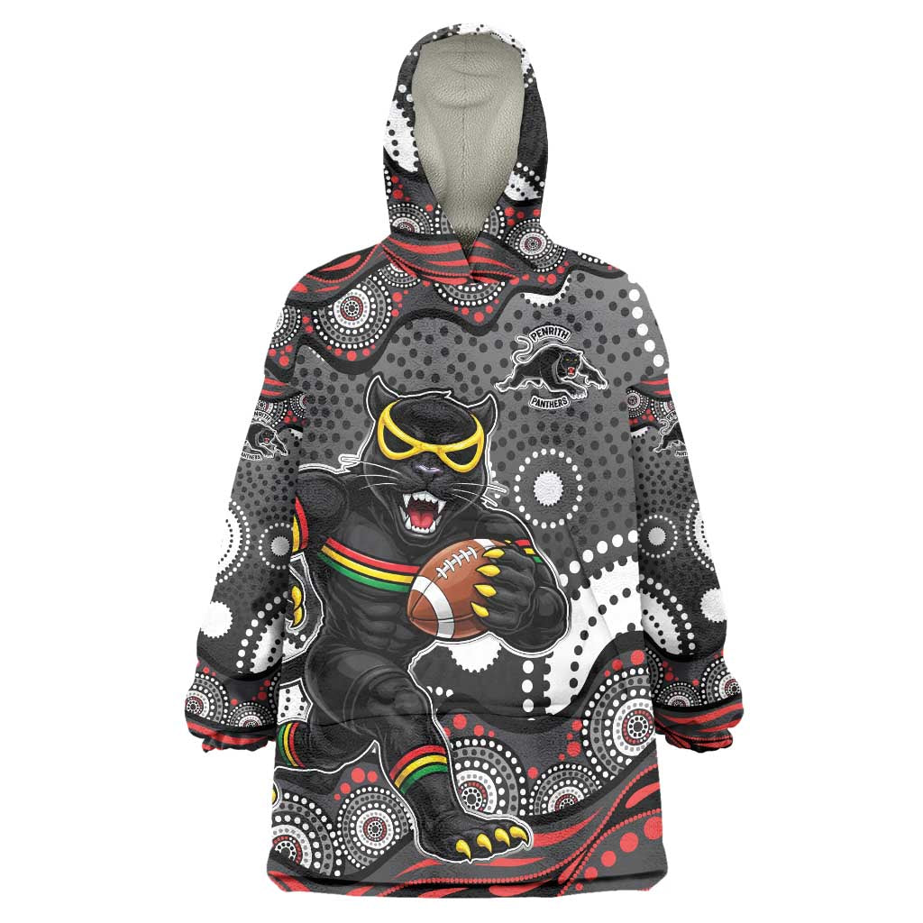 Penrith Panthers Wearable Blanket Hoodie Aboriginal Dot Pattern - Rugby Mascot Heritage Pride