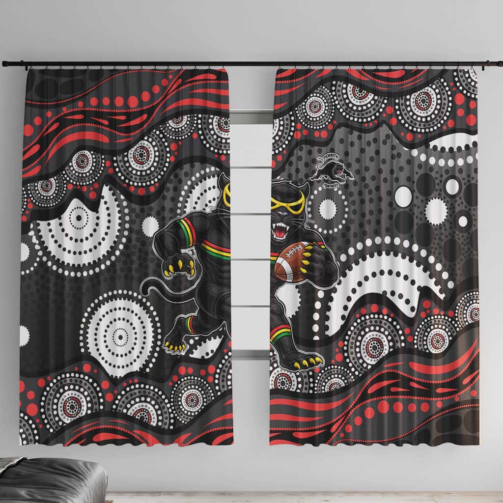 Penrith Panthers Window Curtain Aboriginal Dot Pattern - Rugby Mascot Heritage Pride