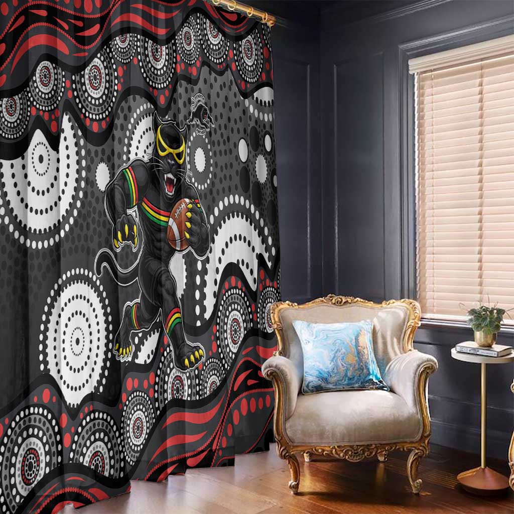 Penrith Panthers Window Curtain Aboriginal Dot Pattern - Rugby Mascot Heritage Pride