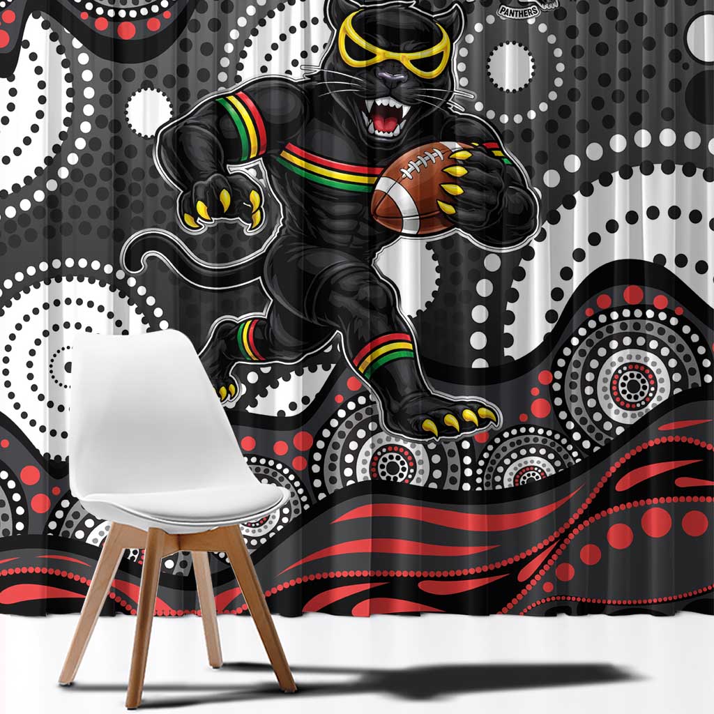 Penrith Panthers Window Curtain Aboriginal Dot Pattern - Rugby Mascot Heritage Pride