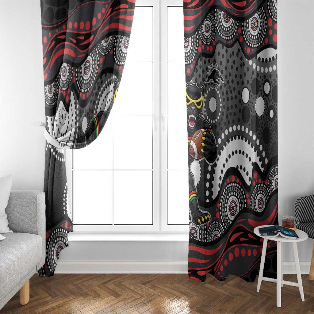 Penrith Panthers Window Curtain Aboriginal Dot Pattern - Rugby Mascot Heritage Pride