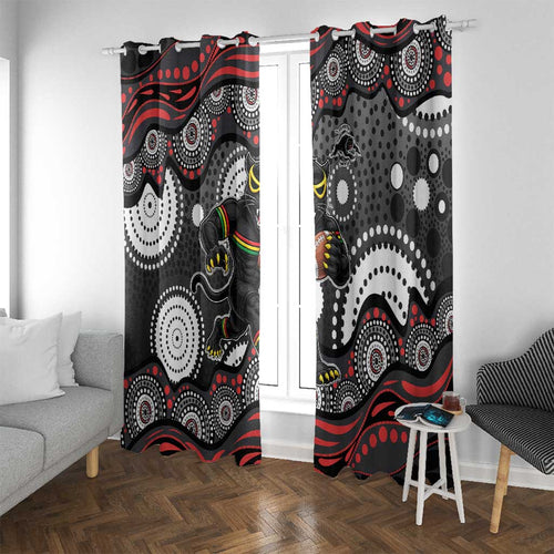 Penrith Panthers Window Curtain Aboriginal Dot Pattern - Rugby Mascot Heritage Pride