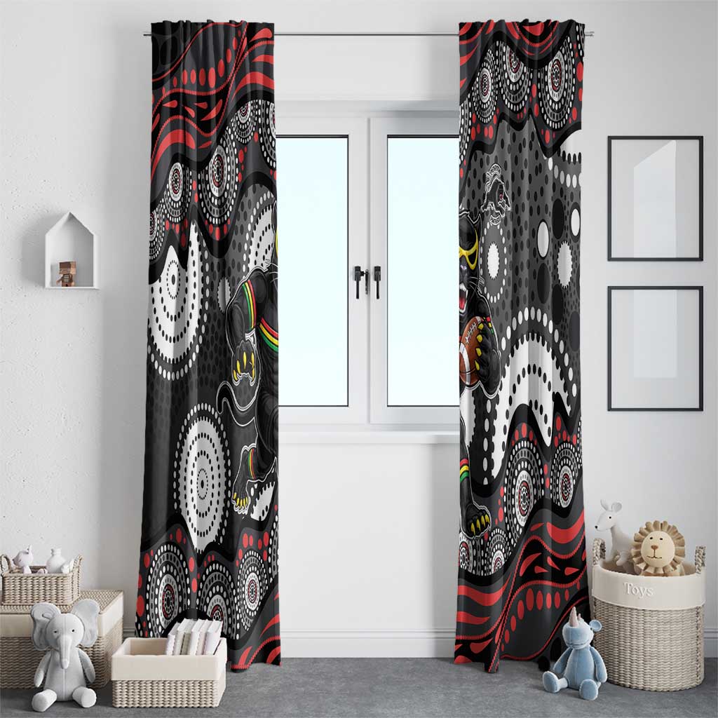 Penrith Panthers Window Curtain Aboriginal Dot Pattern - Rugby Mascot Heritage Pride