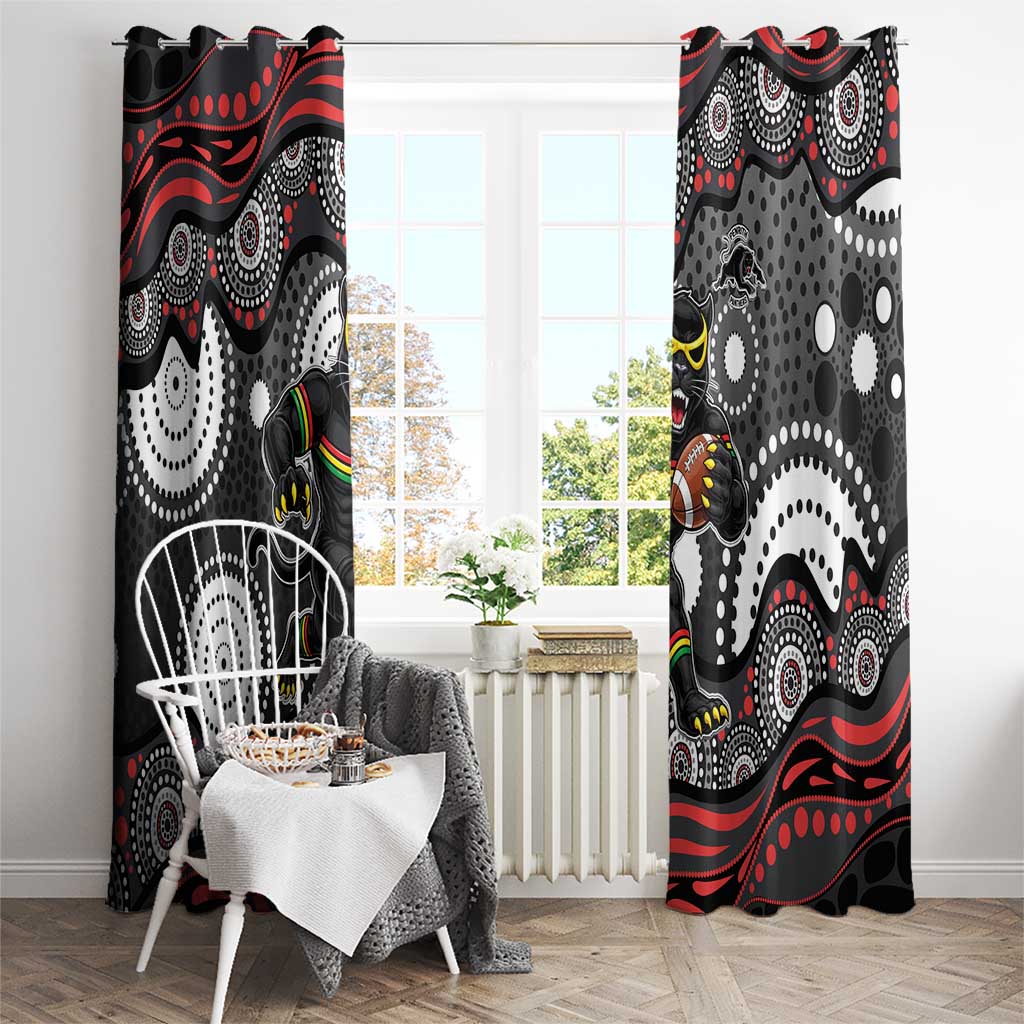 Penrith Panthers Window Curtain Aboriginal Dot Pattern - Rugby Mascot Heritage Pride
