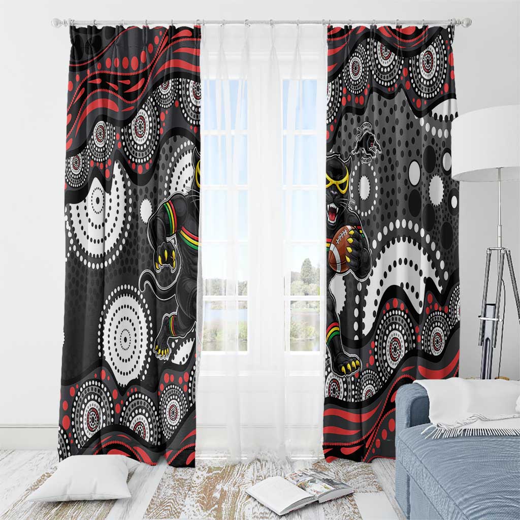 Penrith Panthers Window Curtain Aboriginal Dot Pattern - Rugby Mascot Heritage Pride