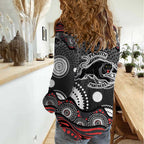 Penrith Panthers Women Casual Shirt Aboriginal Dot Pattern - Rugby Mascot Heritage Pride