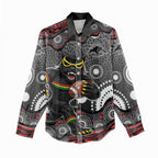 Penrith Panthers Women Casual Shirt Aboriginal Dot Pattern - Rugby Mascot Heritage Pride