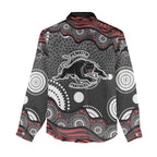 Penrith Panthers Women Casual Shirt Aboriginal Dot Pattern - Rugby Mascot Heritage Pride