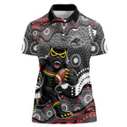 Penrith Panthers Women Polo Shirt Aboriginal Dot Pattern - Rugby Mascot Heritage Pride