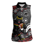 Penrith Panthers Women Sleeveless Polo Shirt Aboriginal Dot Pattern - Rugby Mascot Heritage Pride