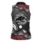 Penrith Panthers Women Sleeveless Polo Shirt Aboriginal Dot Pattern - Rugby Mascot Heritage Pride