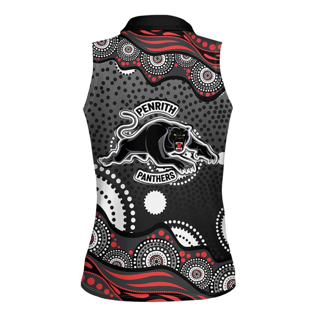Penrith Panthers Women Sleeveless Polo Shirt Aboriginal Dot Pattern - Rugby Mascot Heritage Pride