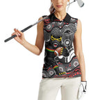 Penrith Panthers Women Sleeveless Polo Shirt Aboriginal Dot Pattern - Rugby Mascot Heritage Pride