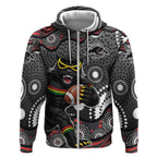 Penrith Panthers Zip Hoodie Aboriginal Dot Pattern - Rugby Mascot Heritage Pride