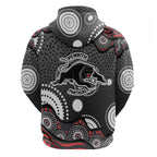 Penrith Panthers Zip Hoodie Aboriginal Dot Pattern - Rugby Mascot Heritage Pride