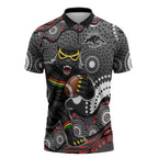 Penrith Panthers Zipper Polo Shirt Aboriginal Dot Pattern - Rugby Mascot Heritage Pride