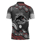 Penrith Panthers Zipper Polo Shirt Aboriginal Dot Pattern - Rugby Mascot Heritage Pride