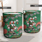 South Sydney Rabbitohs Laundry Basket Aboriginal Dot Pattern - Rugby Mascot Heritage Pride