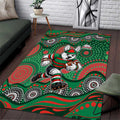 South Sydney Rabbitohs Area Rug Aboriginal Dot Pattern - Rugby Mascot Heritage Pride