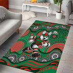 South Sydney Rabbitohs Area Rug Aboriginal Dot Pattern - Rugby Mascot Heritage Pride