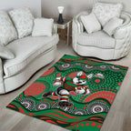 South Sydney Rabbitohs Area Rug Aboriginal Dot Pattern - Rugby Mascot Heritage Pride