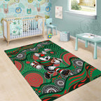 South Sydney Rabbitohs Area Rug Aboriginal Dot Pattern - Rugby Mascot Heritage Pride