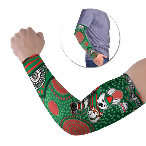 South Sydney Rabbitohs Arm Sleeves Aboriginal Dot Pattern - Rugby Mascot Heritage Pride