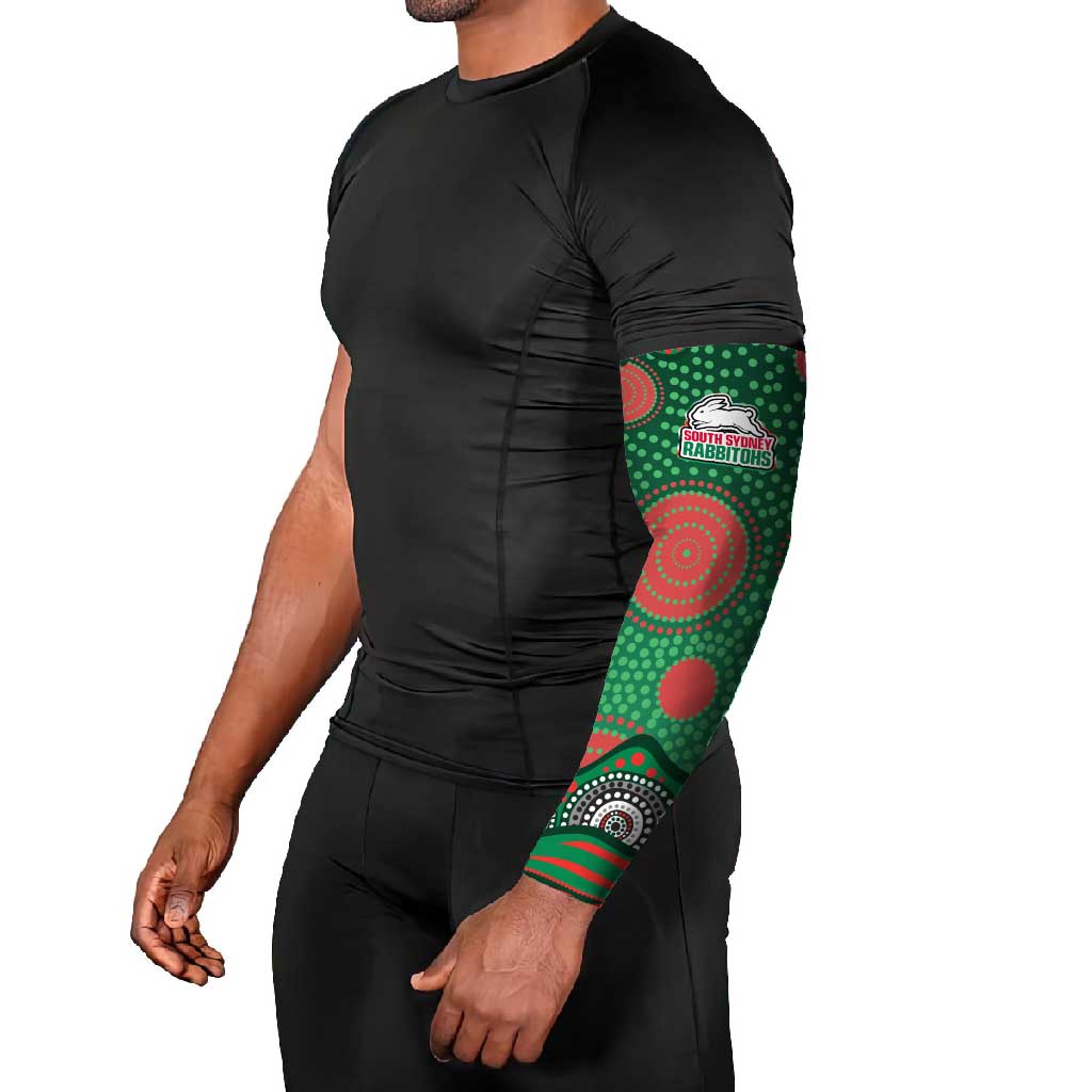 South Sydney Rabbitohs Arm Sleeves Aboriginal Dot Pattern - Rugby Mascot Heritage Pride