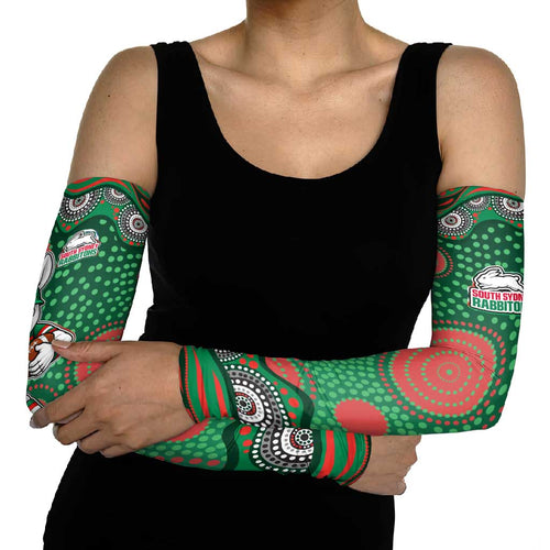 South Sydney Rabbitohs Arm Sleeves Aboriginal Dot Pattern - Rugby Mascot Heritage Pride