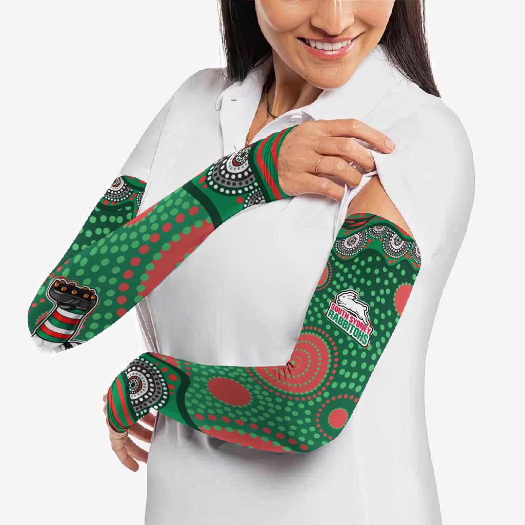 South Sydney Rabbitohs Arm Sleeves Aboriginal Dot Pattern - Rugby Mascot Heritage Pride