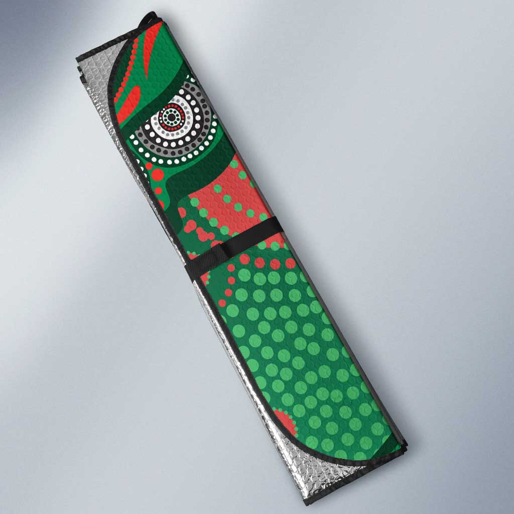 South Sydney Rabbitohs Auto Sun Shade Aboriginal Dot Pattern - Rugby Mascot Heritage Pride