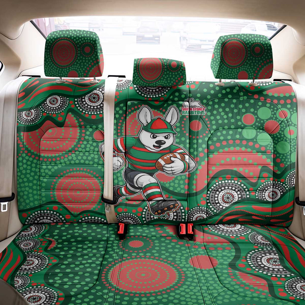 South Sydney Rabbitohs Back Car Seat Cover Aboriginal Dot Pattern - Rugby Mascot Heritage Pride