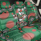 South Sydney Rabbitohs Back Car Seat Cover Aboriginal Dot Pattern - Rugby Mascot Heritage Pride