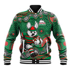 South Sydney Rabbitohs Baseball Jacket Aboriginal Dot Pattern - Rugby Mascot Heritage Pride