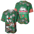 South Sydney Rabbitohs Baseball Jersey Aboriginal Dot Pattern - Rugby Mascot Heritage Pride