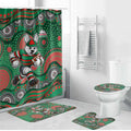 South Sydney Rabbitohs Bathroom Set Aboriginal Dot Pattern - Rugby Mascot Heritage Pride