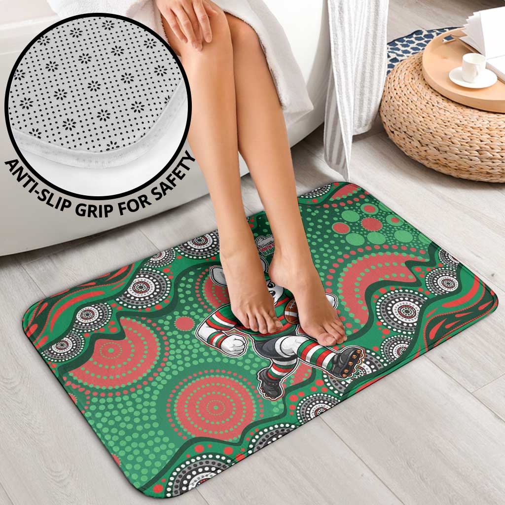 South Sydney Rabbitohs Bathroom Set Aboriginal Dot Pattern - Rugby Mascot Heritage Pride