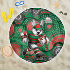 South Sydney Rabbitohs Beach Blanket Aboriginal Dot Pattern - Rugby Mascot Heritage Pride