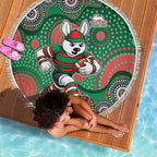South Sydney Rabbitohs Beach Blanket Aboriginal Dot Pattern - Rugby Mascot Heritage Pride