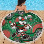 South Sydney Rabbitohs Beach Blanket Aboriginal Dot Pattern - Rugby Mascot Heritage Pride