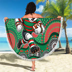 South Sydney Rabbitohs Beach Blanket Aboriginal Dot Pattern - Rugby Mascot Heritage Pride