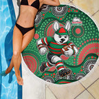 South Sydney Rabbitohs Beach Blanket Aboriginal Dot Pattern - Rugby Mascot Heritage Pride