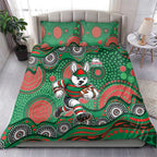 South Sydney Rabbitohs Bedding Set Aboriginal Dot Pattern - Rugby Mascot Heritage Pride